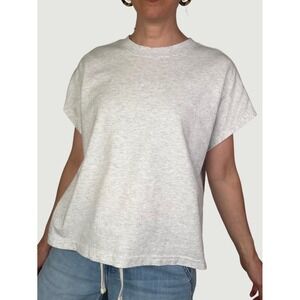 Le Bon Shoppe Jeanne Tee Heather Grey Cotton Boxy Cap Sleeve T-Shirt Womens M/L